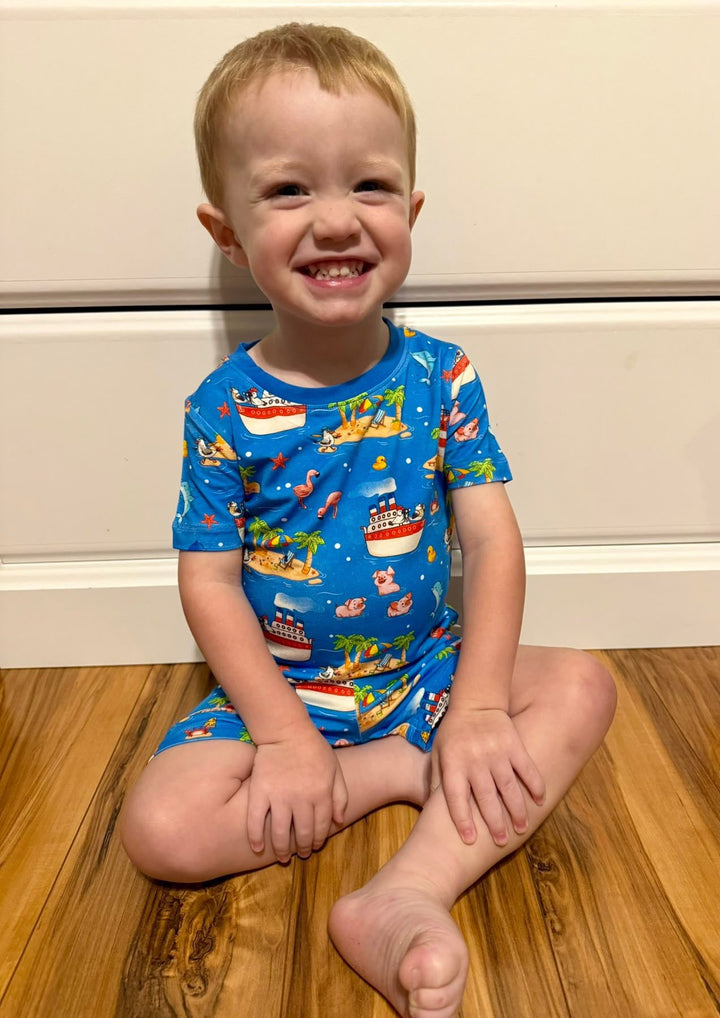Two-Piece PJ Shorts Set - Buoys & Gulls