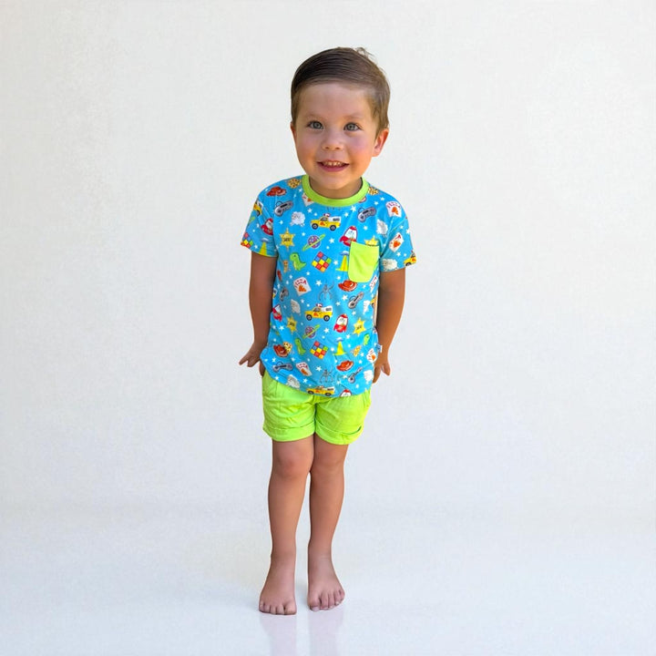 Two Piece Pocket T & Shorts Set - Space Cowboy