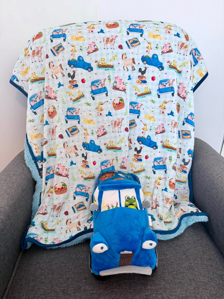 Mini Plush Blanket - Blue Truck