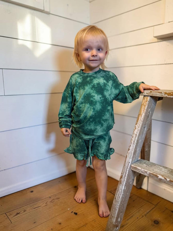 Girls Ruffle Shorts - Emerald Envy