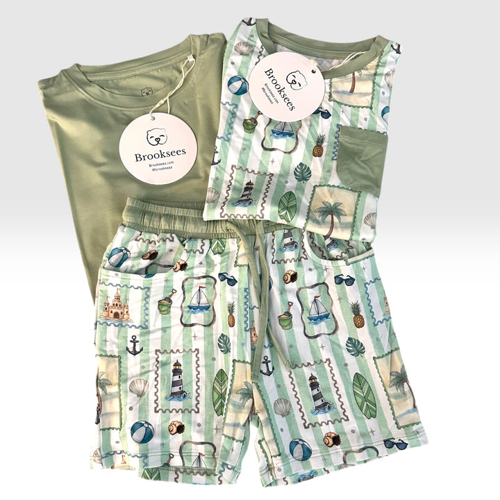 TShirt and Shorts - Beach - 3 Piece Set