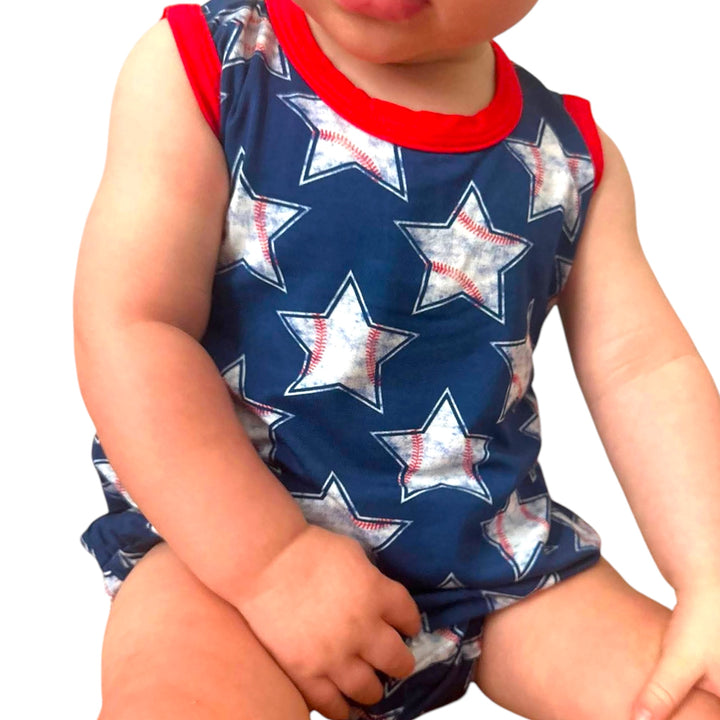 Sleeveless Bubble Romper- Field of Stars