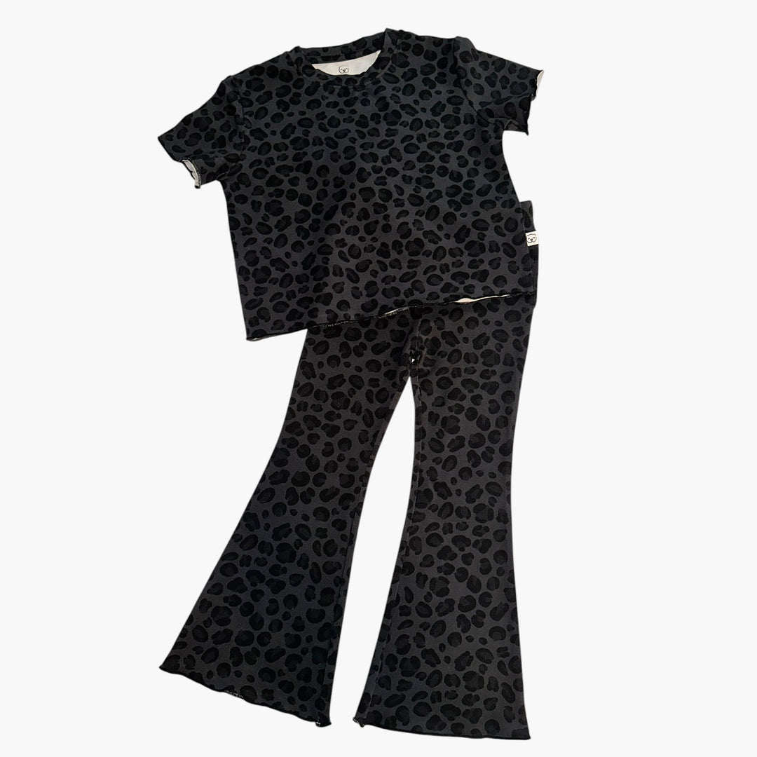 Flare pants with top - Black Cheetah