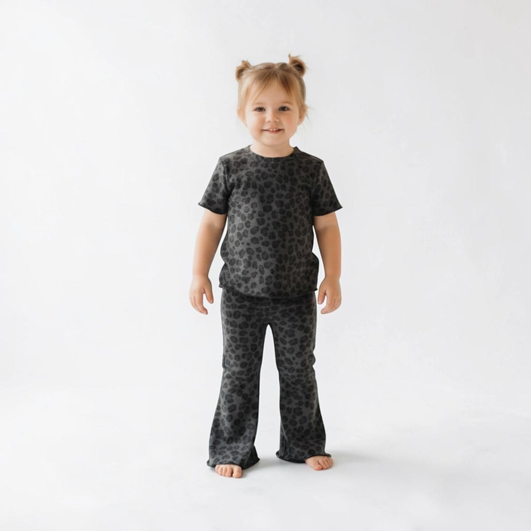 Flare pants with top - Black Cheetah