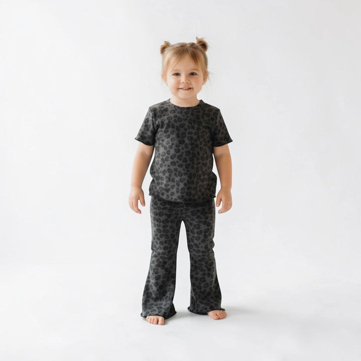 Flare pants with top - Black Cheetah