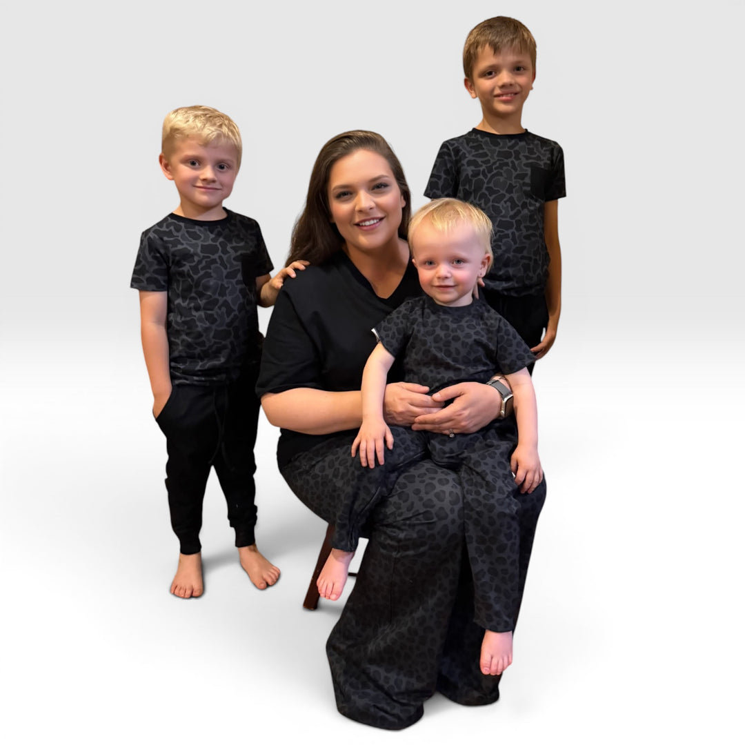 Sweatshirt Romper - Black Cheetah