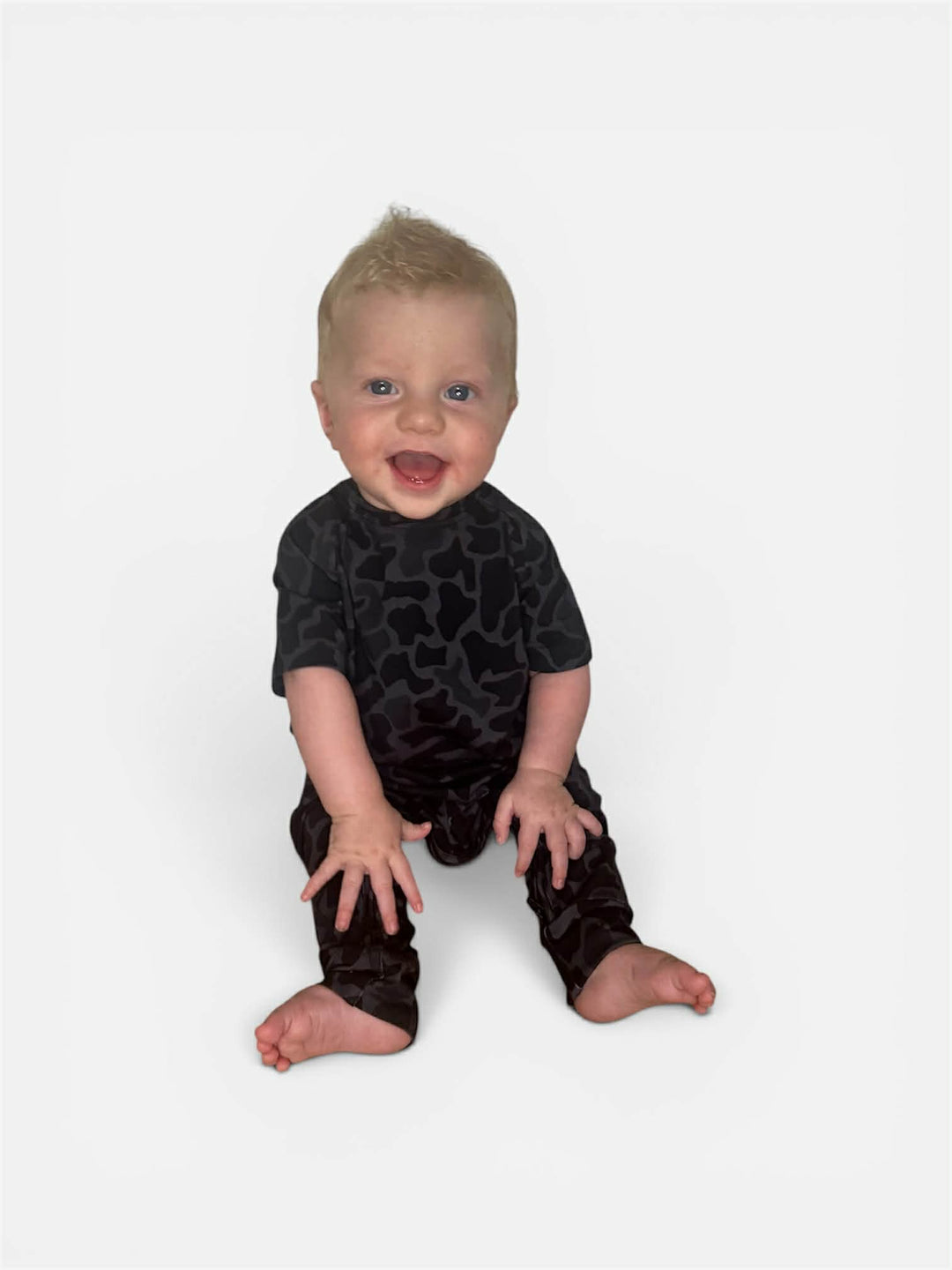 Sweatshirt Romper - Black Camo
