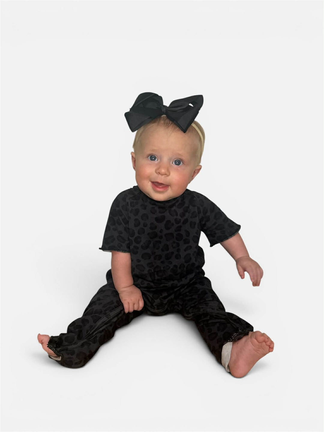 Sweatshirt Romper - Black Cheetah