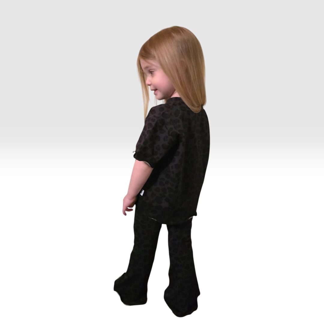 Flare pants with top - Black Cheetah