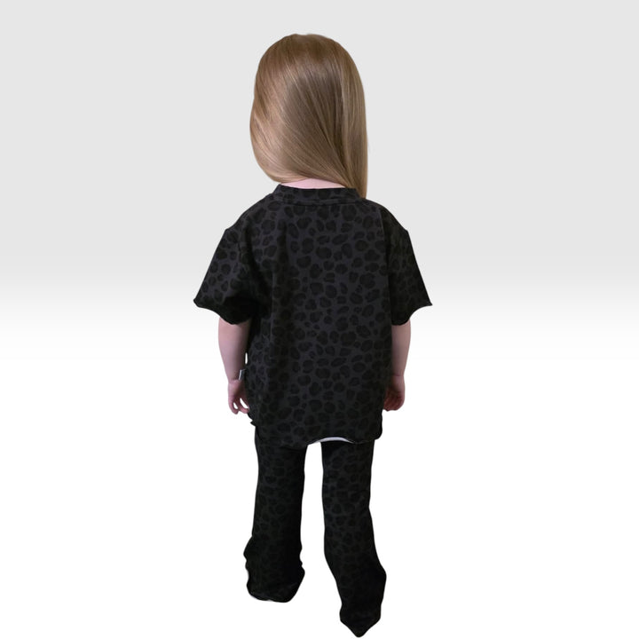 Flare pants with top - Black Cheetah