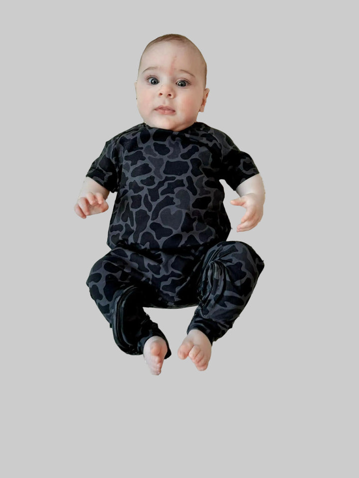 Sweatshirt Romper - Black Camo