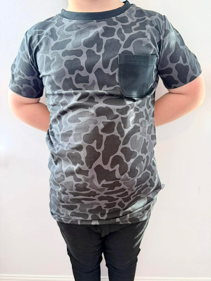 TShirt and Jogger - Black Camo