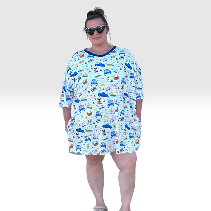 Adult Nightgown -  Blue Truck - One Size
