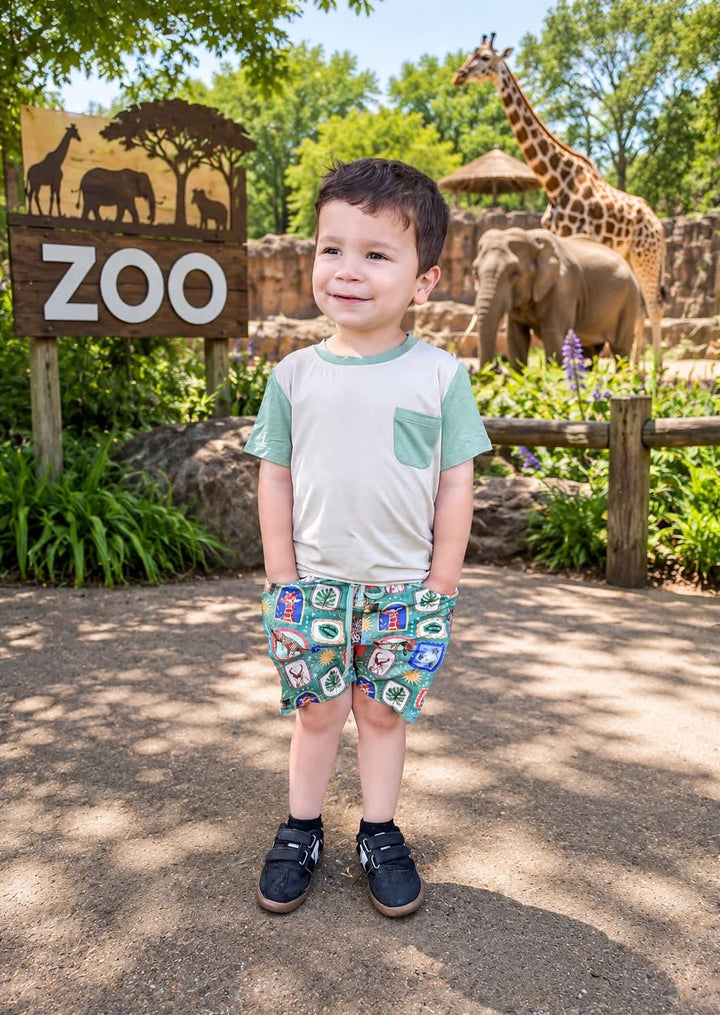 Pocket Tee and Shorts - Safari Snapshots