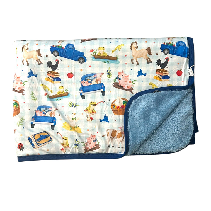 Mini Plush Blanket - Blue Truck