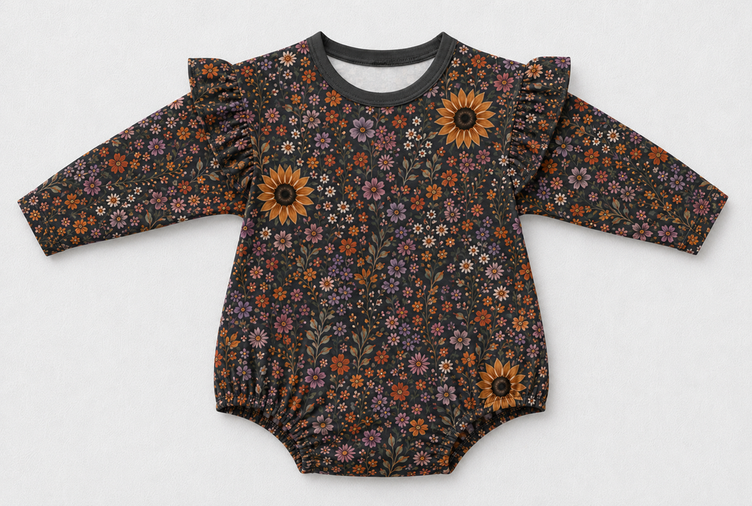 Ruffle Sleeve Bubble - Sunflower