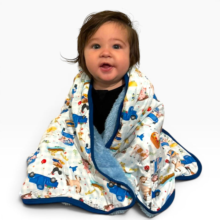 Mini Plush Blanket - Blue Truck