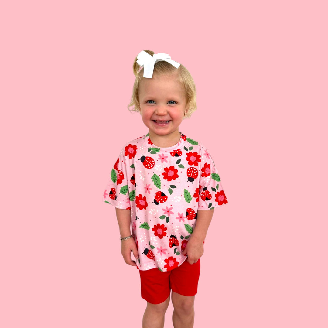 Two-Piece Oversized Tee and Bikers Set - AdoraBug