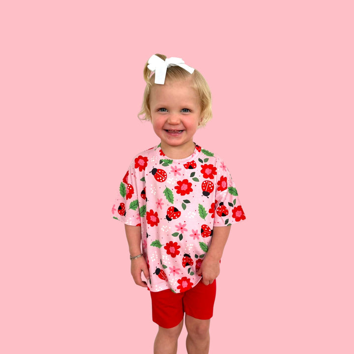 Two-Piece Oversized Tee and Bikers Set - AdoraBug