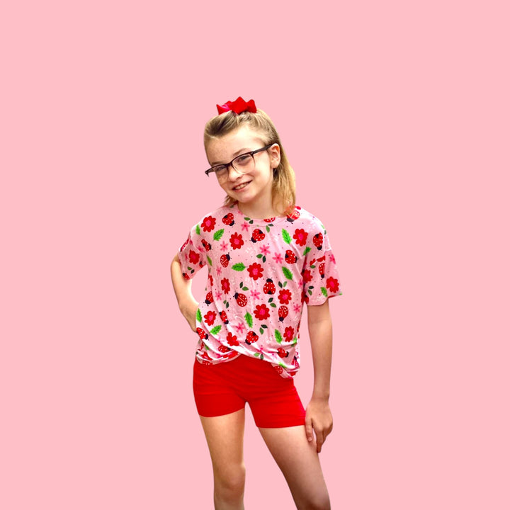 Two-Piece Oversized Tee and Bikers Set - AdoraBug