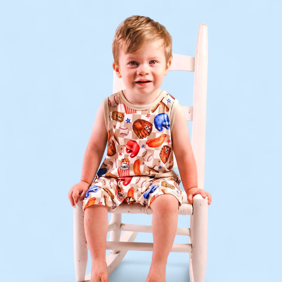 Shorty Romper - Ballfields & Bedtime