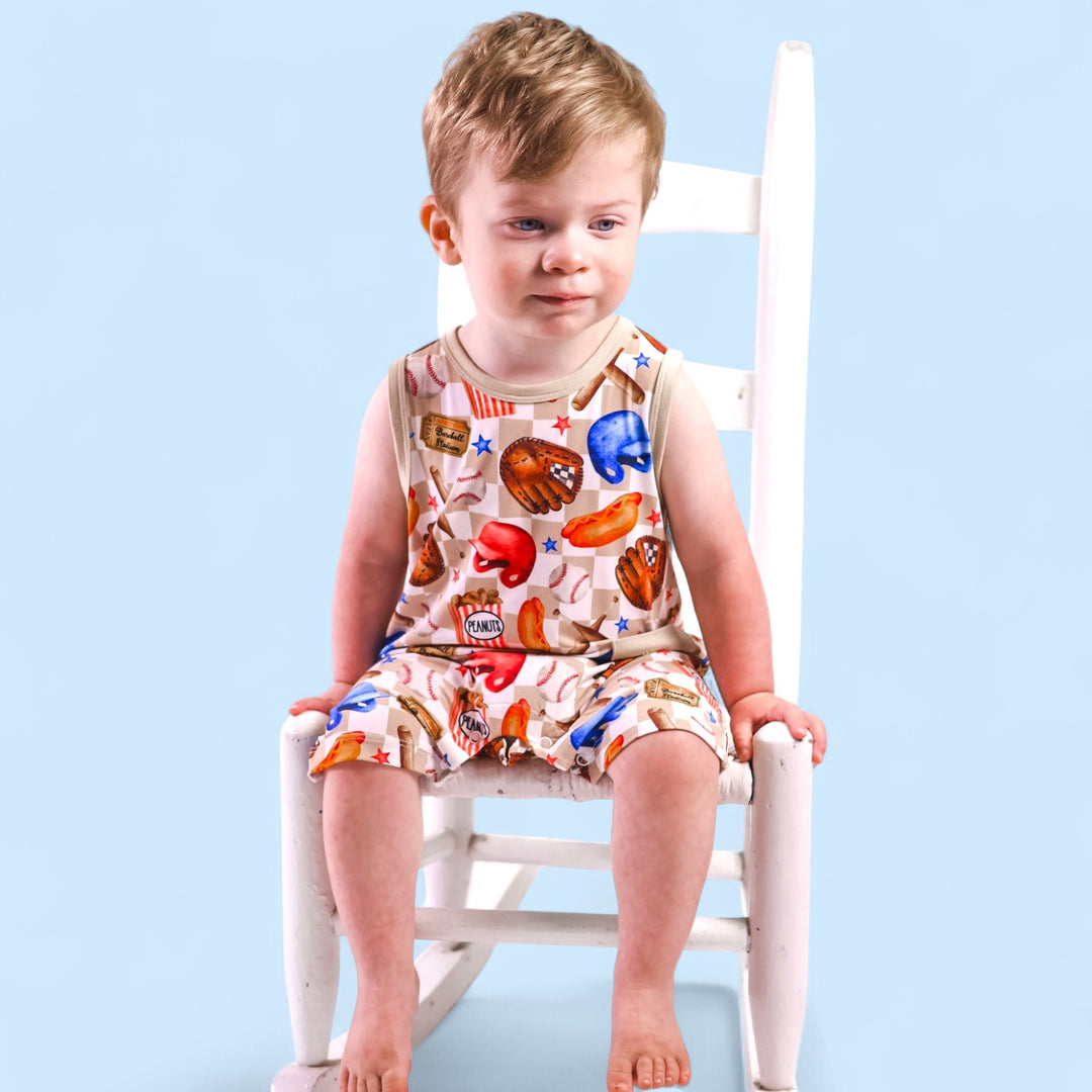 Shorty Romper - Ballfields & Bedtime