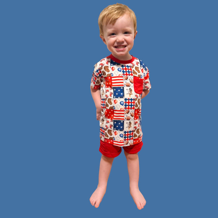Two-Piece Shorts Set - Chaotic & Patriotic - Size up for Comfort