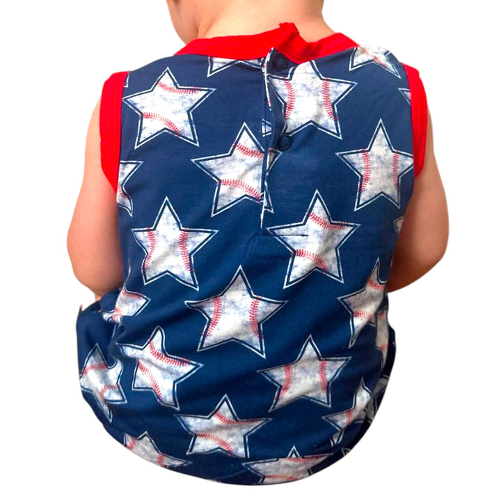 Sleeveless Bubble Romper- Field of Stars