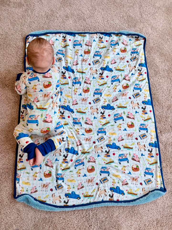 Mini Plush Blanket - Blue Truck