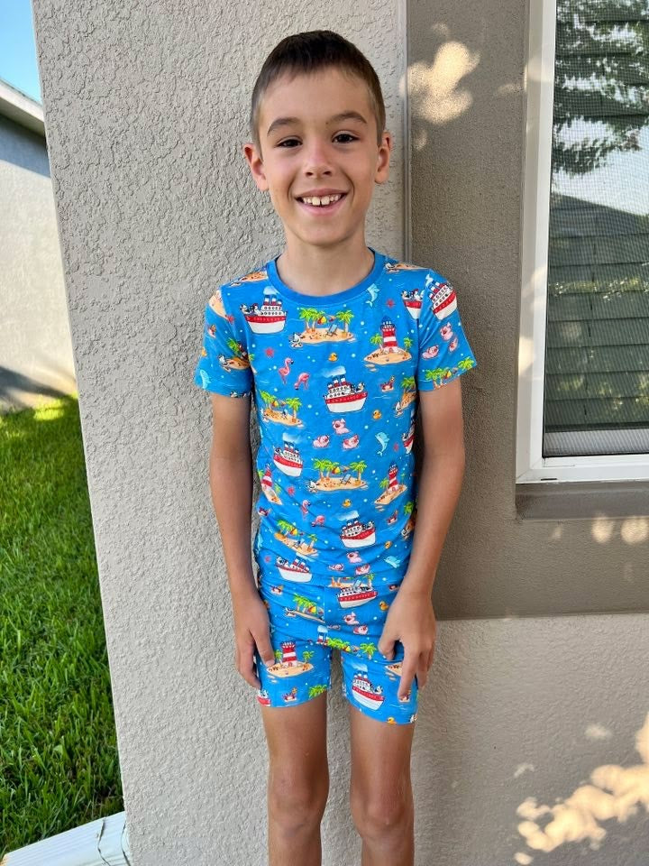 Two-Piece PJ Shorts Set - Buoys & Gulls