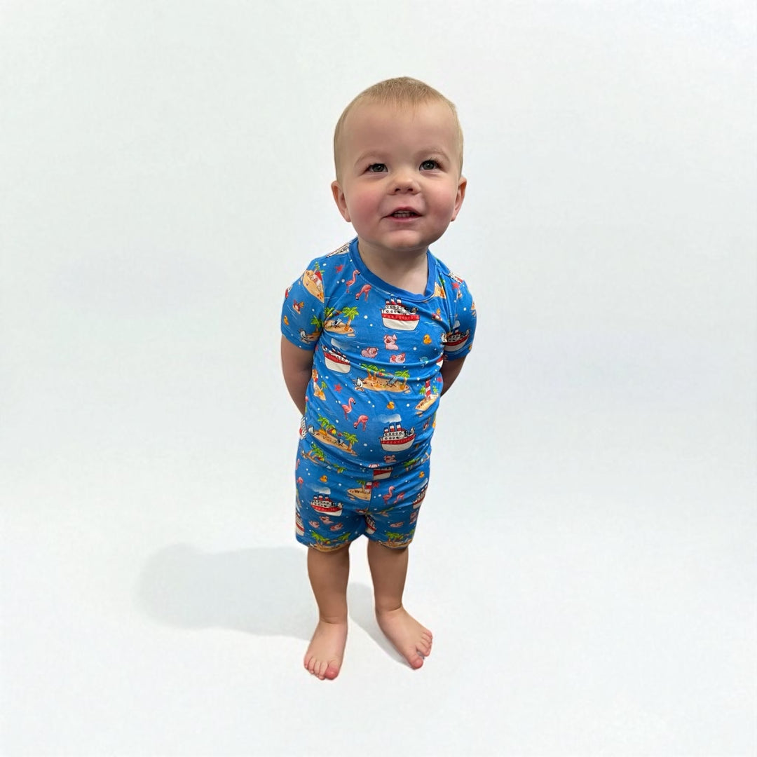 Two-Piece PJ Shorts Set - Buoys & Gulls