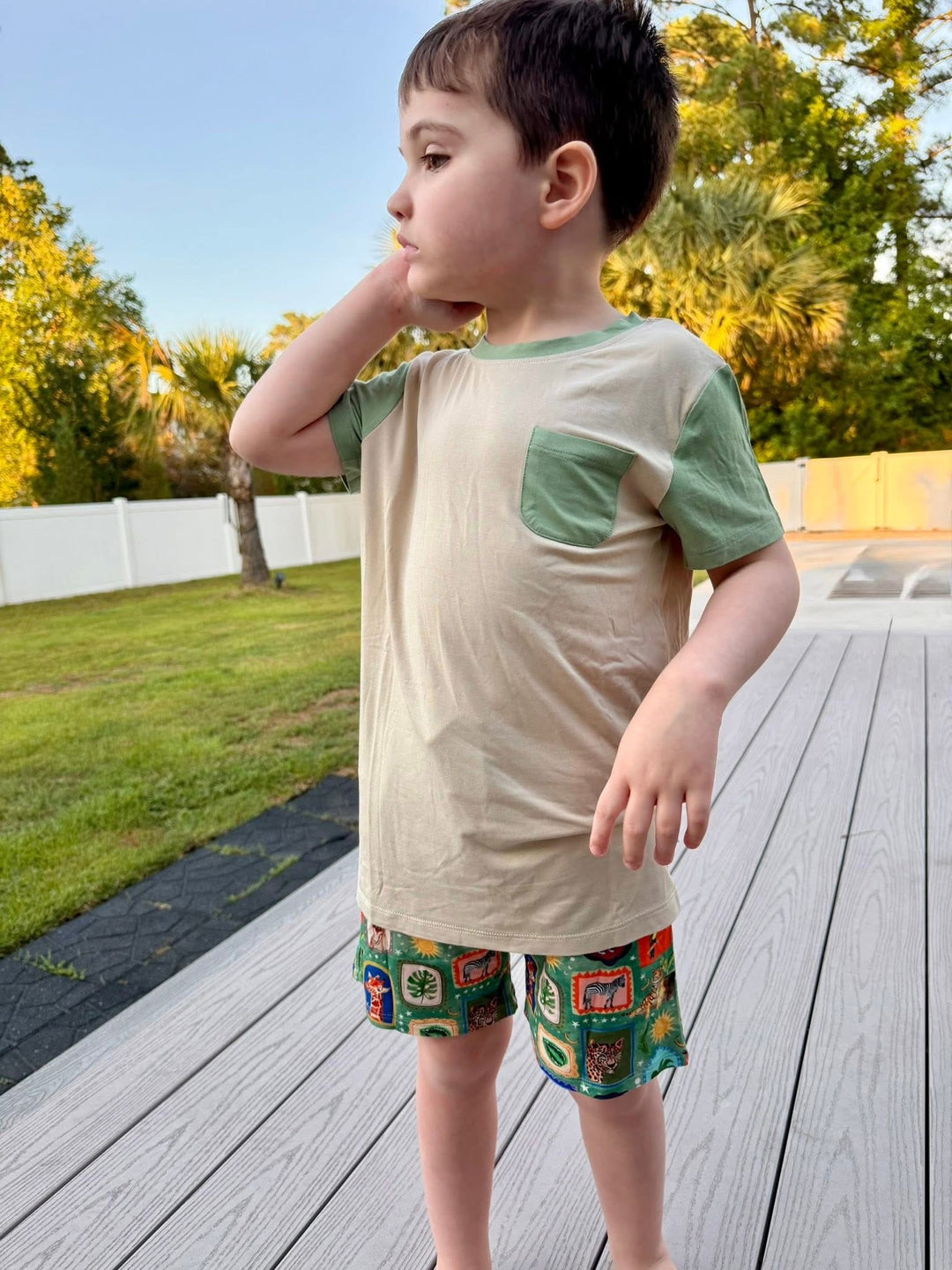 Pocket Tee and Shorts - Safari Snapshots