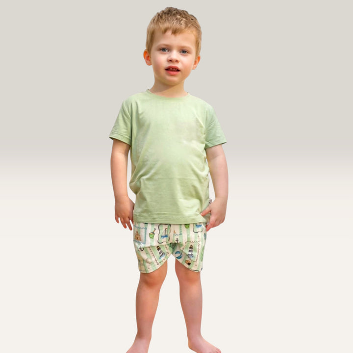Pocket TShirt and Shorts - Coastal Treasures - 3 Piece Set