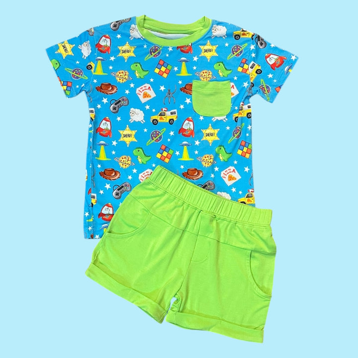 Two Piece Pocket T & Shorts Set - Space Cowboy