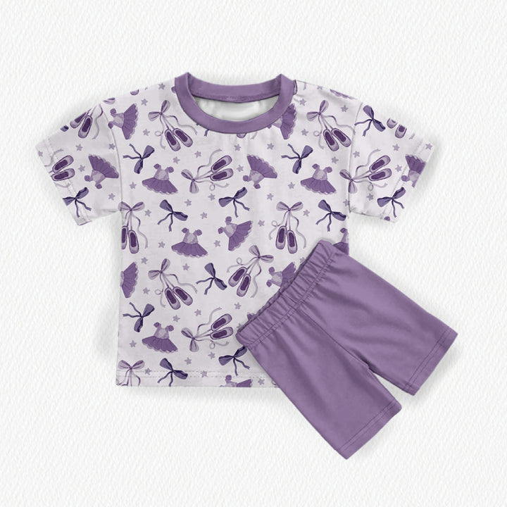 Two-Piece Oversized Tee and Bikers Set - Ballet