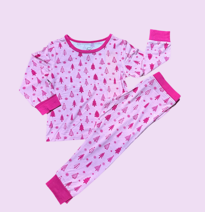 Two-Piece Pajama -  Candy Colored Christmas - Pink