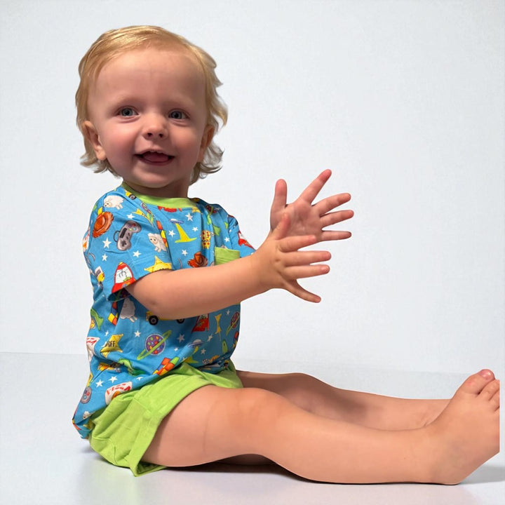Two Piece Pocket T & Shorts Set - Space Cowboy