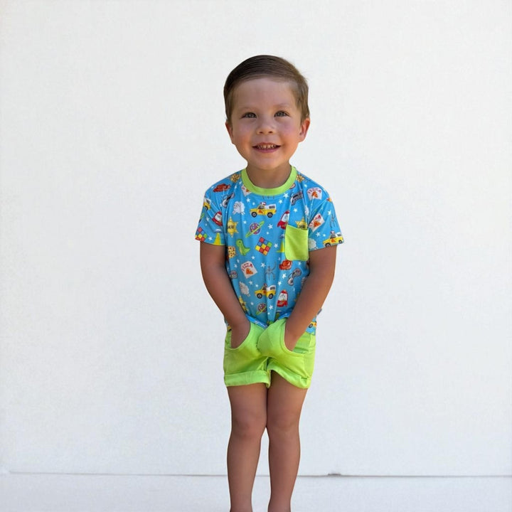 Two Piece Pocket T & Shorts Set - Space Cowboy