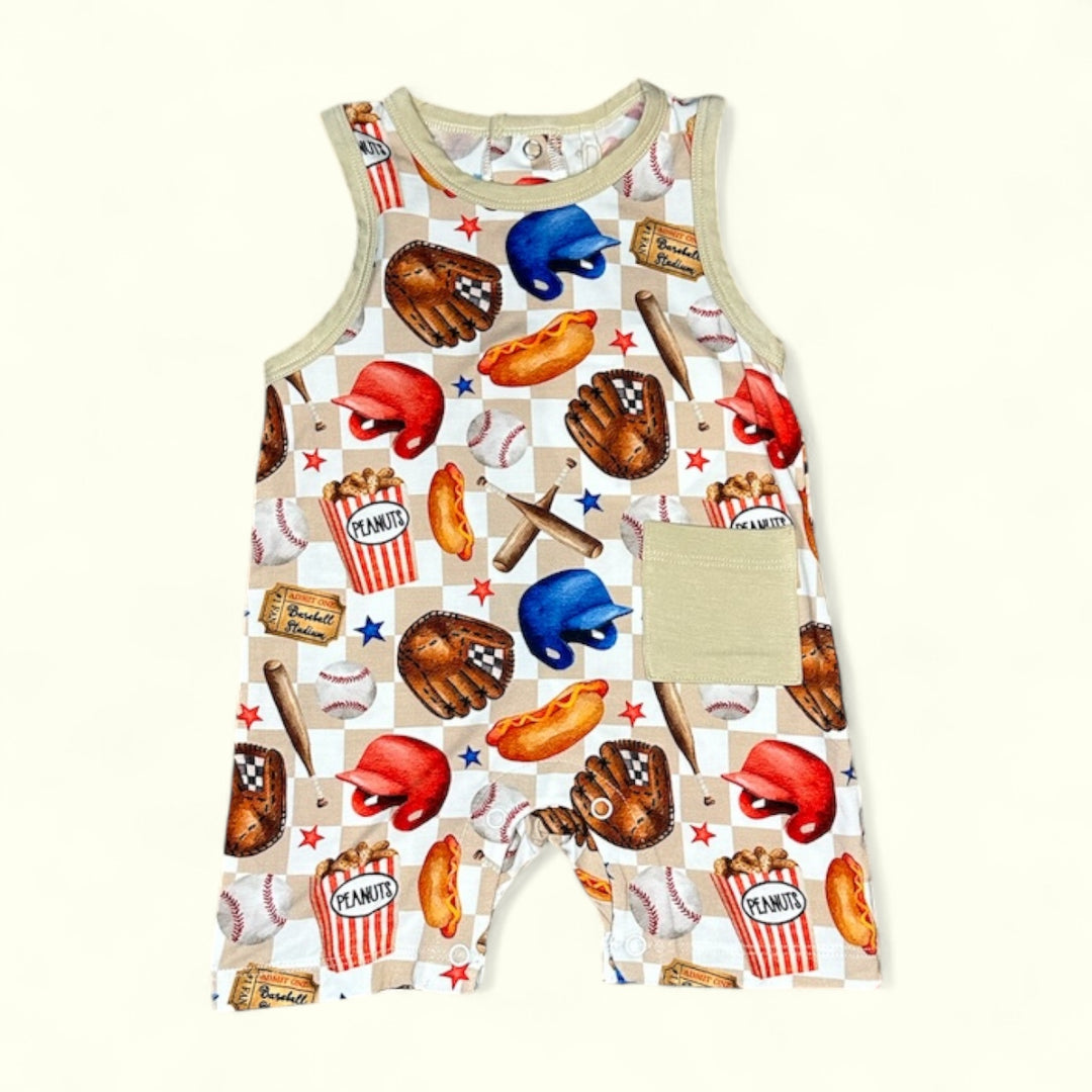 Shorty Romper - Ballfields & Bedtime
