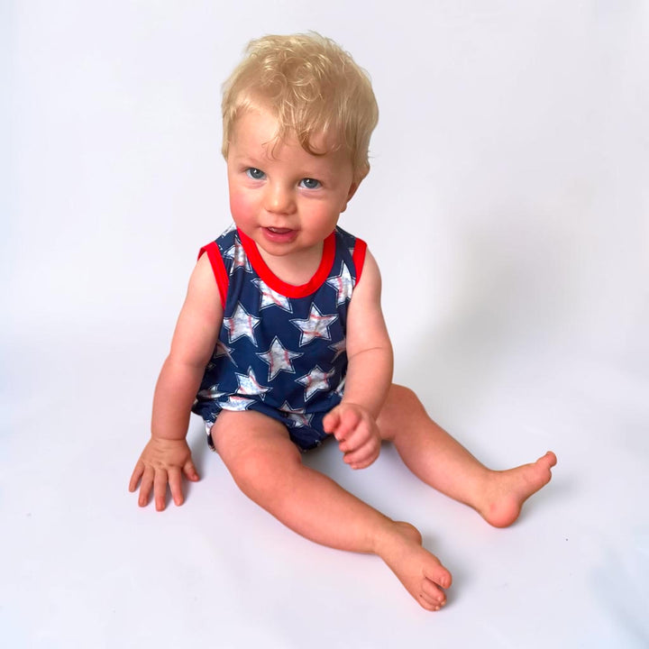 Sleeveless Bubble Romper- Field of Stars