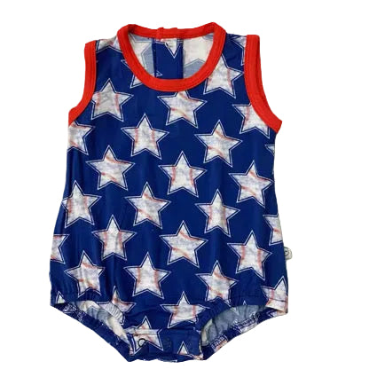 Sleeveless Bubble Romper - Baseball