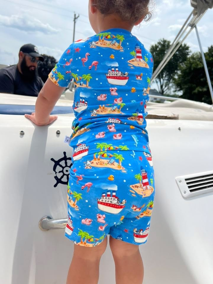 Two-Piece PJ Shorts Set - Buoys & Gulls