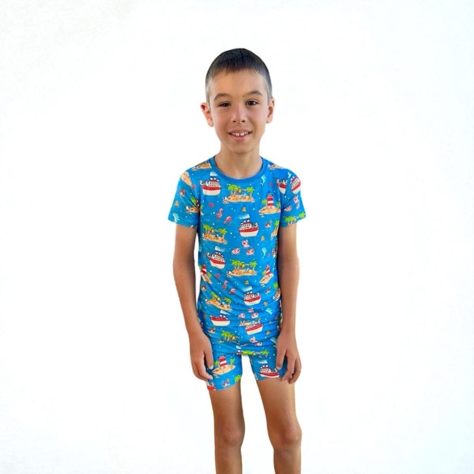 Two-Piece PJ Shorts Set - Buoys & Gulls