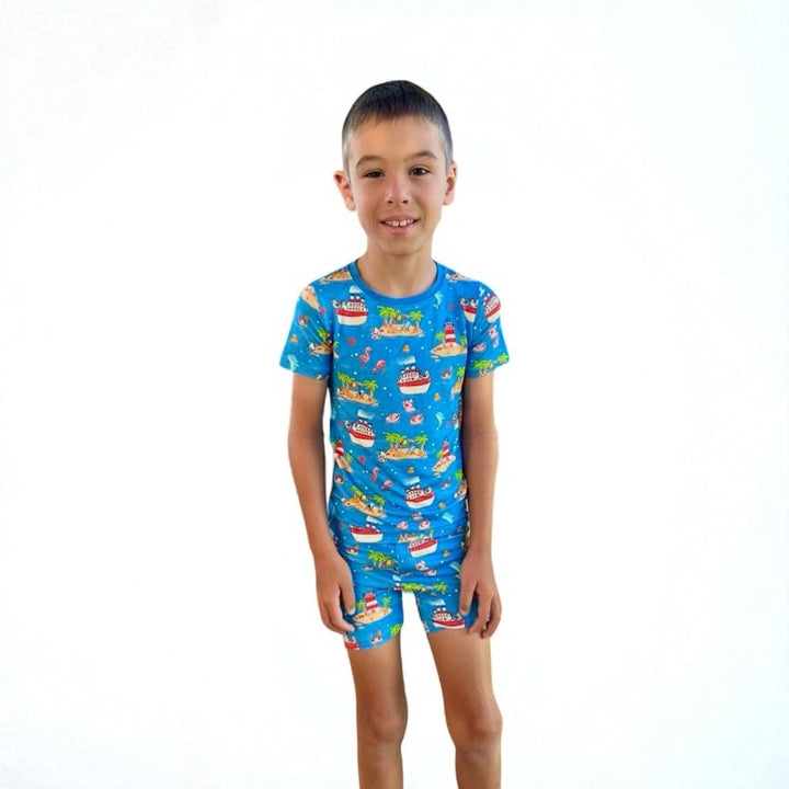 Two-Piece PJ Shorts Set - Buoys & Gulls