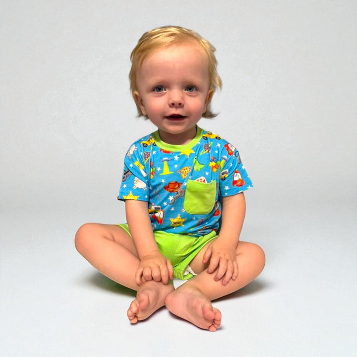 Two Piece Pocket T & Shorts Set - Space Cowboy