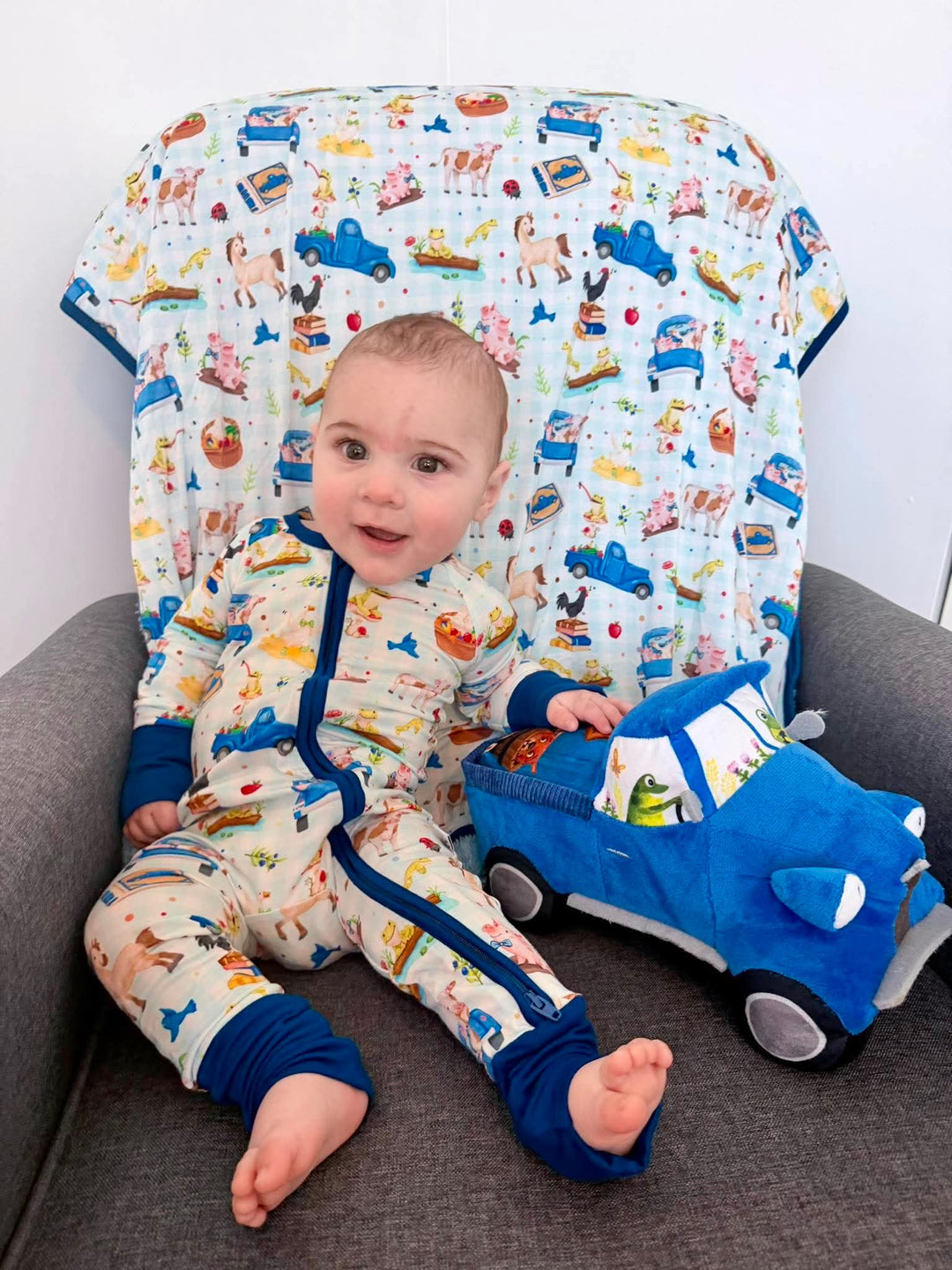 Mini Plush Blanket - Blue Truck