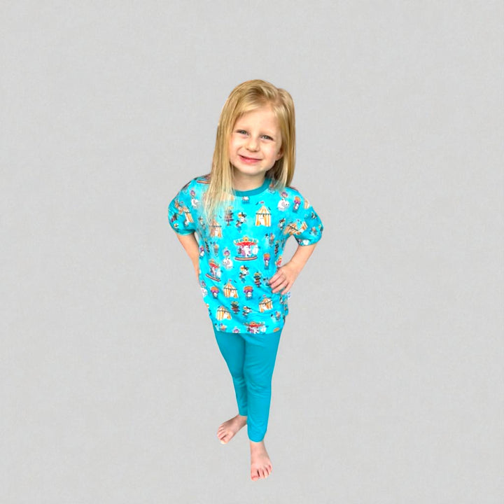 Two-Piece Oversized Tee and Leggings Set - Spooktacular Circus