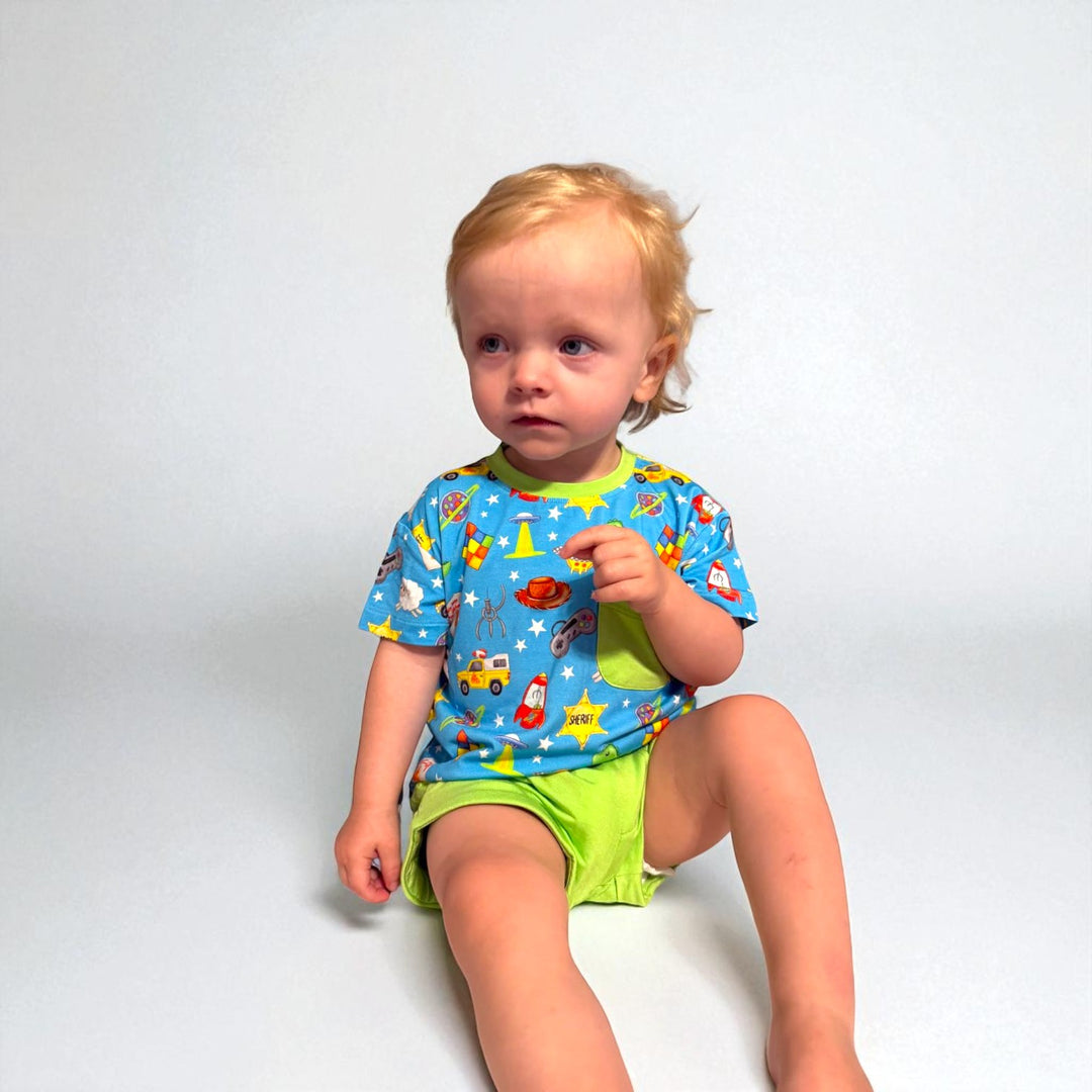 Two Piece Pocket T & Shorts Set - Space Cowboy
