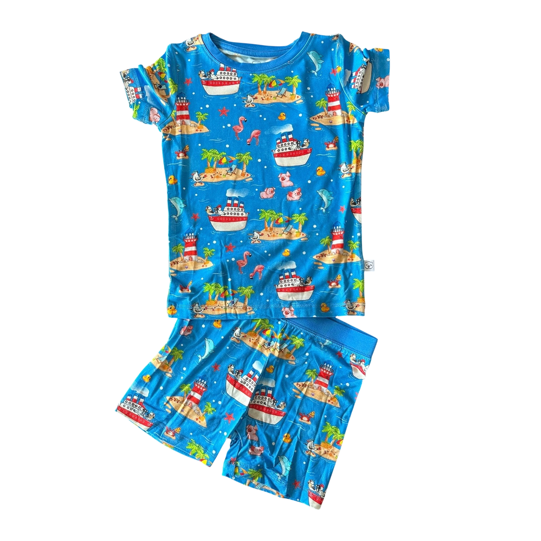 Two-Piece PJ Shorts Set - Buoys & Gulls