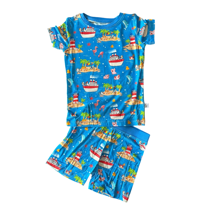 Two-Piece PJ Shorts Set - Buoys & Gulls